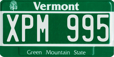 VT license plate XPM995