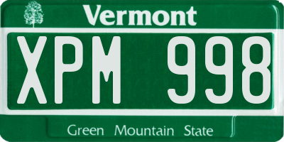 VT license plate XPM998