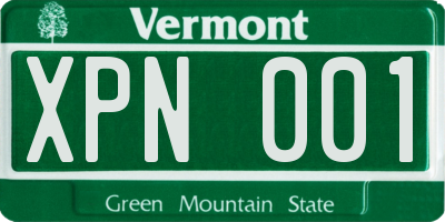 VT license plate XPN001