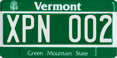 VT license plate XPN002