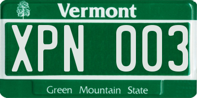 VT license plate XPN003