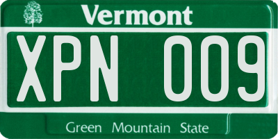VT license plate XPN009