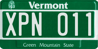 VT license plate XPN011