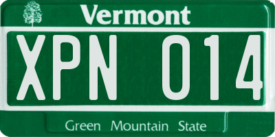 VT license plate XPN014