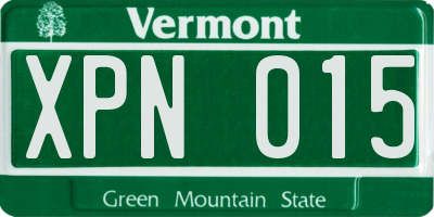 VT license plate XPN015