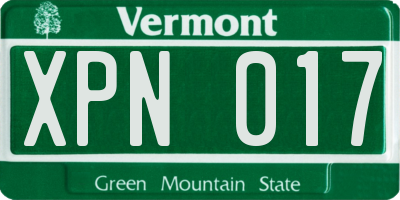 VT license plate XPN017