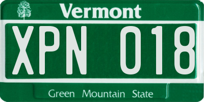 VT license plate XPN018