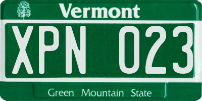 VT license plate XPN023