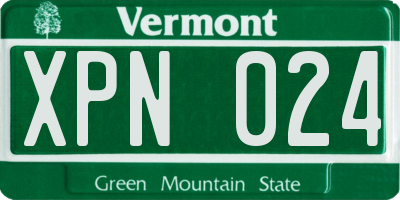 VT license plate XPN024