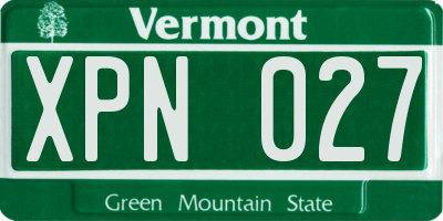 VT license plate XPN027