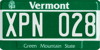 VT license plate XPN028