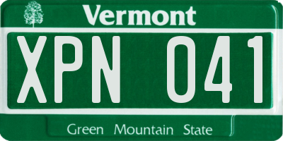 VT license plate XPN041