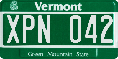 VT license plate XPN042