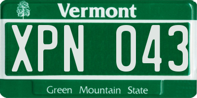 VT license plate XPN043