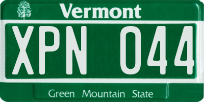 VT license plate XPN044