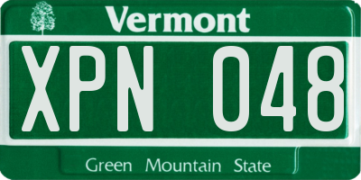 VT license plate XPN048