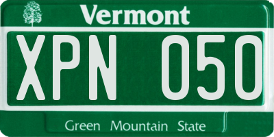 VT license plate XPN050