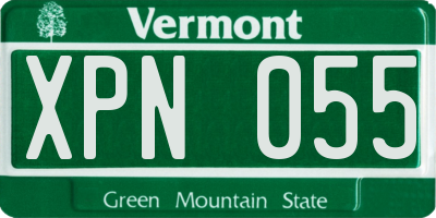 VT license plate XPN055
