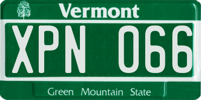 VT license plate XPN066