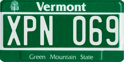 VT license plate XPN069