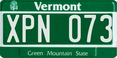 VT license plate XPN073