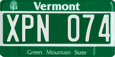 VT license plate XPN074