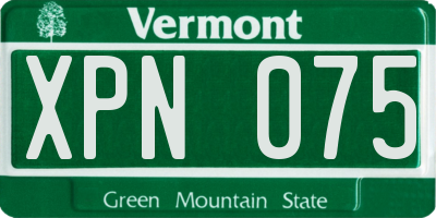 VT license plate XPN075