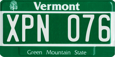 VT license plate XPN076