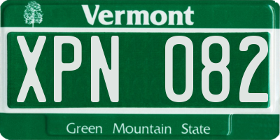 VT license plate XPN082