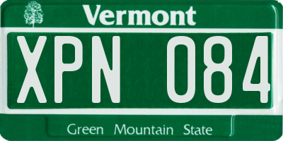 VT license plate XPN084
