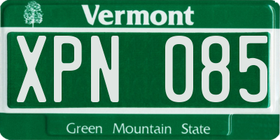 VT license plate XPN085