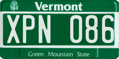 VT license plate XPN086