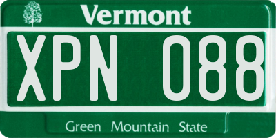 VT license plate XPN088