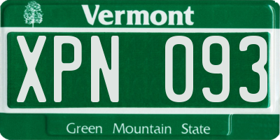 VT license plate XPN093