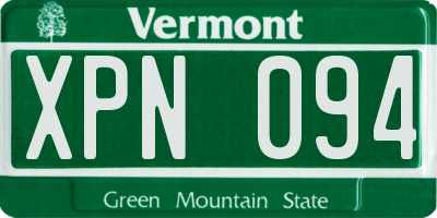 VT license plate XPN094
