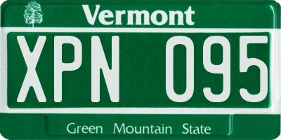 VT license plate XPN095