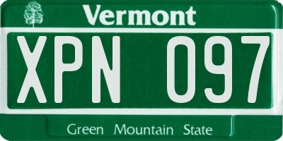VT license plate XPN097
