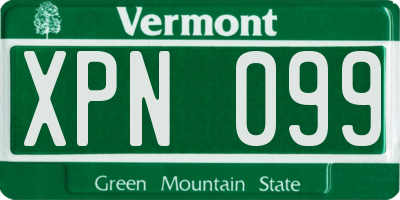 VT license plate XPN099
