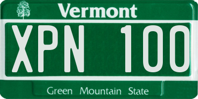 VT license plate XPN100