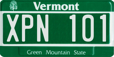 VT license plate XPN101