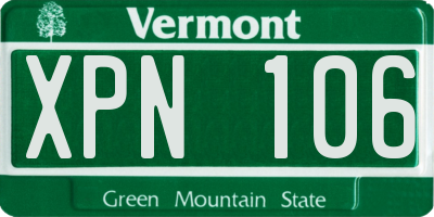VT license plate XPN106