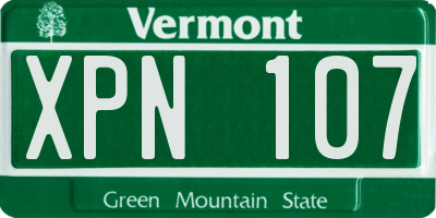 VT license plate XPN107