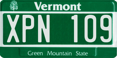 VT license plate XPN109