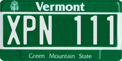 VT license plate XPN111
