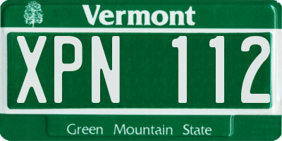 VT license plate XPN112