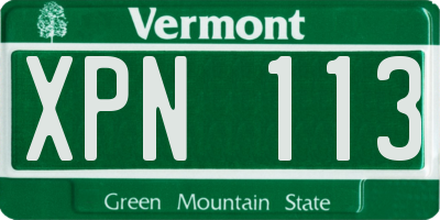 VT license plate XPN113
