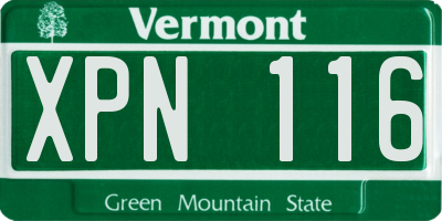 VT license plate XPN116