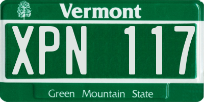 VT license plate XPN117