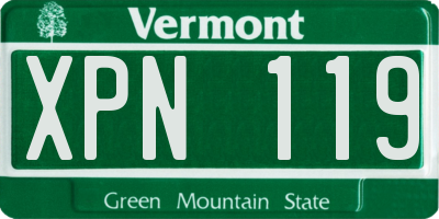 VT license plate XPN119