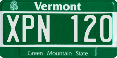 VT license plate XPN120